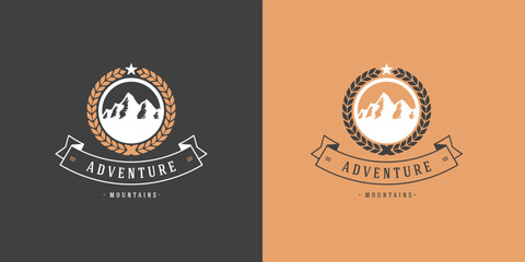 Travel camping mountain adventure club logo design