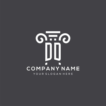 Monogram DD logo for law firm with pillar icon in modern and creative geometric style