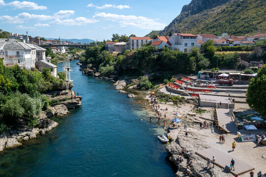 Popular tourist destination, Neretva River, Mostar. Bosnia and Herzegovina