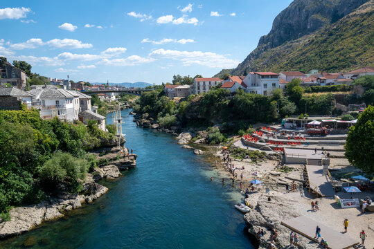 Popular tourist destination, Neretva River, Mostar. Bosnia and Herzegovina