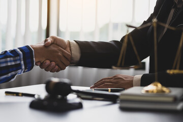 Handshake. Lawyer, legal services, advice, Justice concept.