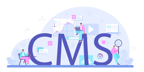 CMS typographic header. Content management system management