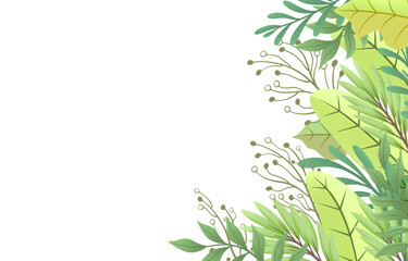 Nature background, banner green border, beautiful art forest, Vector