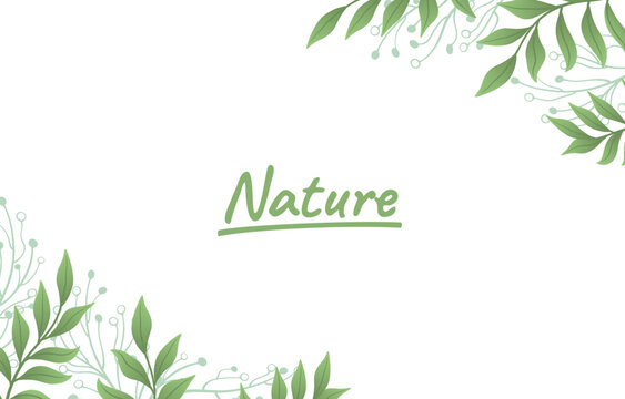 Cover nature botanical, banner green border, beautiful art forest, Vector