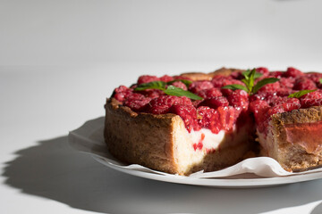 cake with raspberries