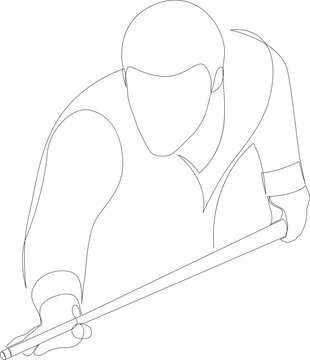 recommend clip art: Continuous line drawing of man playing pool billiard. Indoor sport game concept. Trendy one line draw design vector illustration.