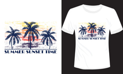 Summer Sunset Time T-shirt Design Vector Illustration 