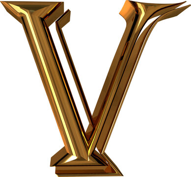 Roman numerals made of gold