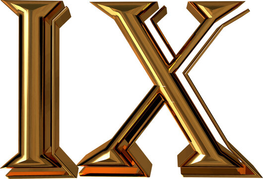 Roman numerals made of gold
