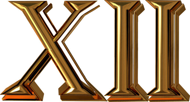 Roman numerals made of gold