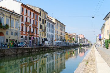 Fototapeta na wymiar Naviglio canal of Milan, Italy