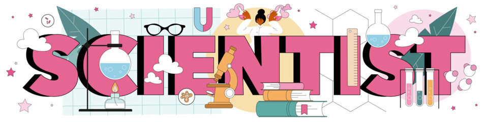 Scientist typographic header. Idea of education and innovation.