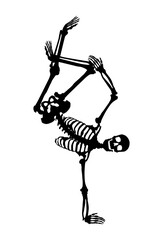 Silhouette of a dancing skeleton. One shape (curve) vector.