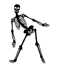 Silhouette of a dancing skeleton. One shape (curve) vector.