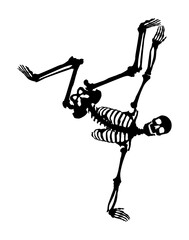 Silhouette of a dancing skeleton. One shape (curve) vector.