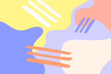 Abstract hand drawn doodle shapes pastel colors.