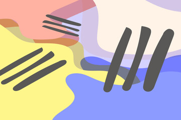 Abstract hand drawn doodle shapes pastel colors.