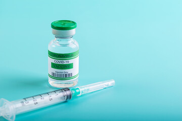Vaccine bottle with one Syringe for injection vaccine Covid-19 or Coronavirus