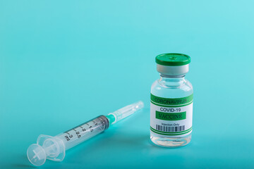 Vaccine bottle with one Syringe for injection vaccine Covid-19 or Coronavirus