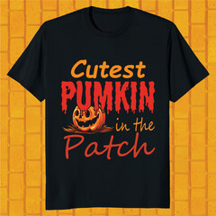 cutest pumpkin in the patch hello ween t-shirt design