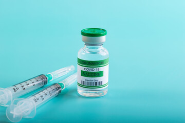Vaccine bottle with two Syringe for injection vaccine Covid-19 or Coronavirus