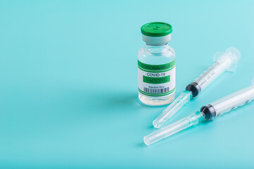 Vaccine bottle with two Syringe for injection vaccine Covid-19 or Coronavirus