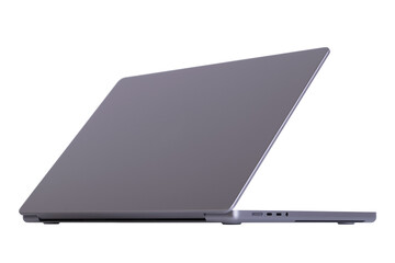 Isolated laptop side back view with empty space on white background