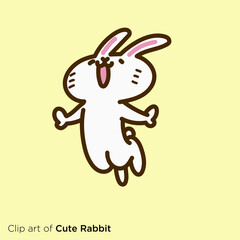 ウサギのキャラクターイラストシリーズ　「ハイジャンプするウサギ」