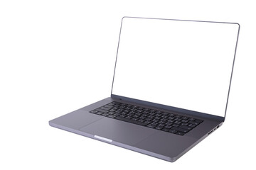 Isolated laptop front view with empty space on white background