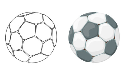 Fototapeta premium Set of vector illustrations Football isolated on white background in line art and casual style