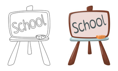 Blackboard vector illustration set isolated on white background in line art and casual style