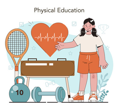 Physical education or school sport class concept. Physical training