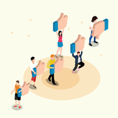 Happy clients giving positive feedback isometric 3d vector illustration concept for banner, website, illustration, landing page, flyer, etc.