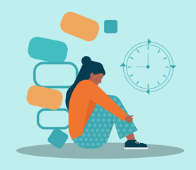 Procrastination concept. Lazy character laying or sleeping