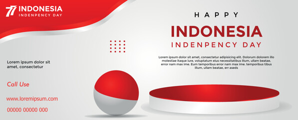 banner template with red and white ornaments Indonesian independence day theme