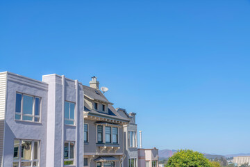 Side view of houses with modern and traditional designs and a view of mountain at San Francisco, CA