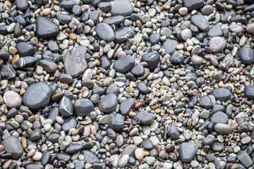 Fototapeta na wymiar round sea pebbles, background, text.
