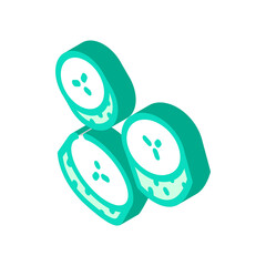 sliced cucumber isometric icon vector. sliced cucumber sign. isolated symbol illustration
