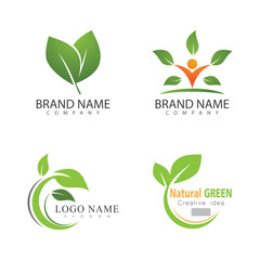 Logos of green leaf ecology nature element vector