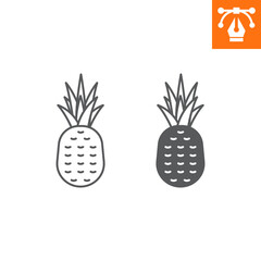 Pineapple line and solid icon, outline style icon for web site or mobile app, fruit and exotic, ananas vector icon, simple vector illustration, vector graphics with editable strokes.