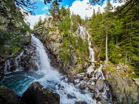 Del Alba Waterfalls in Benasque Valley, Spain