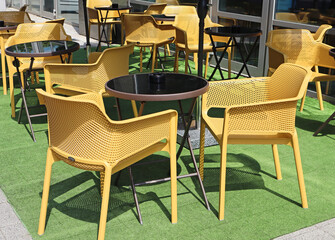 Chairs in front of a restaurant