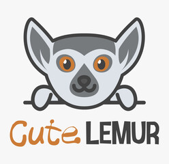 Logo template with cute lemur. Vector logo design template for zoo, veterinary clinics, etc. Cartoon animal logo illustration. © Oleg