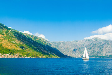 Beautiful summer landscape of the Bay of Kotor coastline - Boka Bay