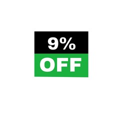 9% of sale discount black and green colour on white background sale poster
