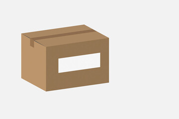 Shipping packaging paper box isolated on white background.