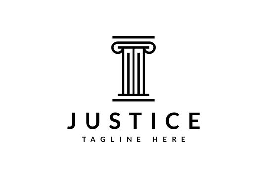 Abstract greek column in a minimalist style logo design