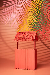 Beach accessories on a pink background. - Summer concept..