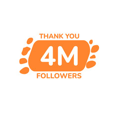 THANK YOU 4M FOLLOWERS CELEBRATION TEMPLATE DESIGN  VECTOR GOOD FOR SOCIAL MEDIA, CARD , POSTER