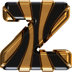 Black symbol with gold vertical straps. letter z